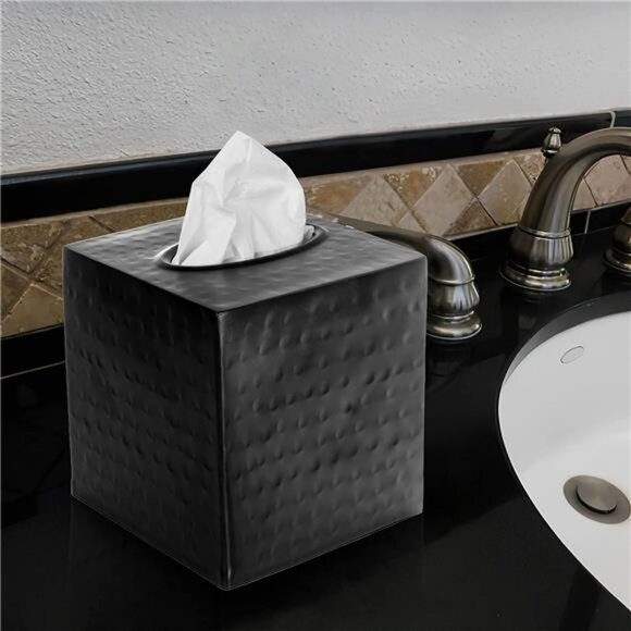 Monarch Abode 19127 Hand Hammered Tissue Box Square Cover Holder & Dispenser - - Picture 3 of 6